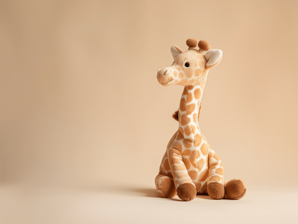 custom plush giraffe toy product photo on a clean background