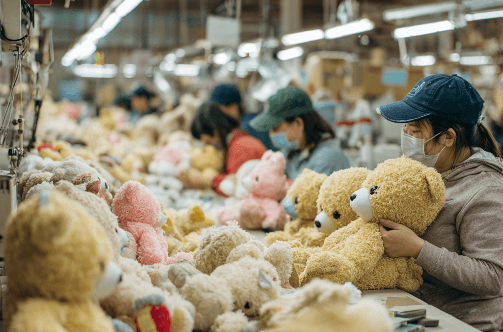 plush toy manufacturer production line in factory