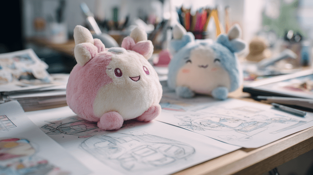 Plush toy production timeline from sample to shipment showing each step