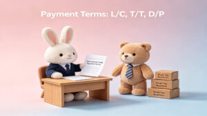 Plush toy supplier discussing international payment terms with buyer